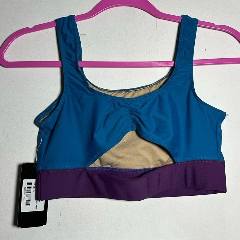 AXS Theatricals Teal Eggplant DANCE SET Biker Shorts Crop Top Dancewear NWT